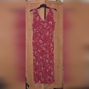 Maurices red floral buttery soft jumpsuit size L
